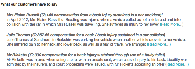 Back Injury Testimonials