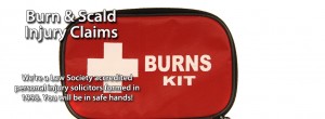 An image of a red burns first aid kit