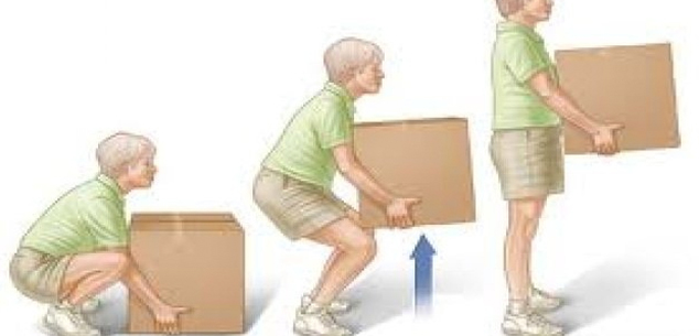 a cartoon of a man lifting a box the correct way