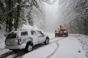 Car breakdown in snow
